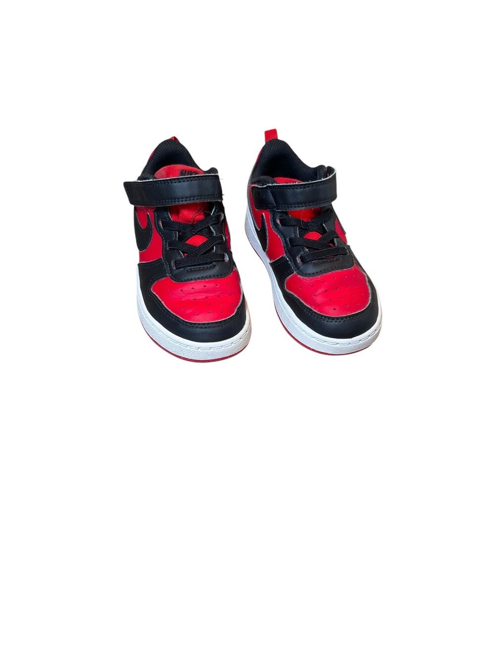 Nike Court Borough Low Boy 9C Black Red Hook Loop Walking Shoes DV5458-600